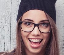 Young woman with braces