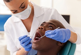 Man receiving dental exam