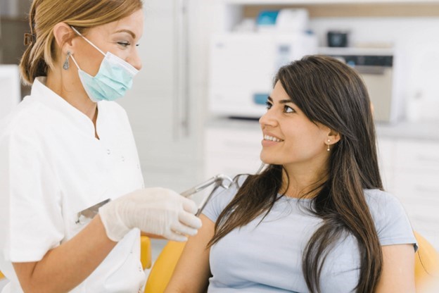 person at dental checkup